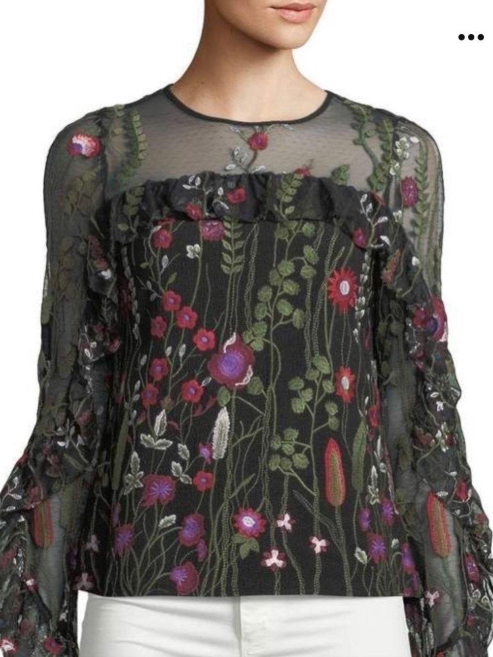 Red Carter Embroidered Floral Blouse